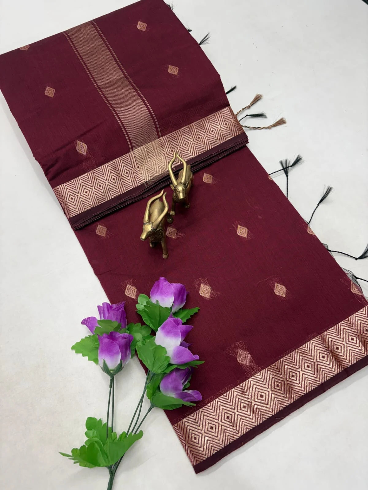 Royal Purple Silk Cotton Saree - Actress Nayanthara Inspired